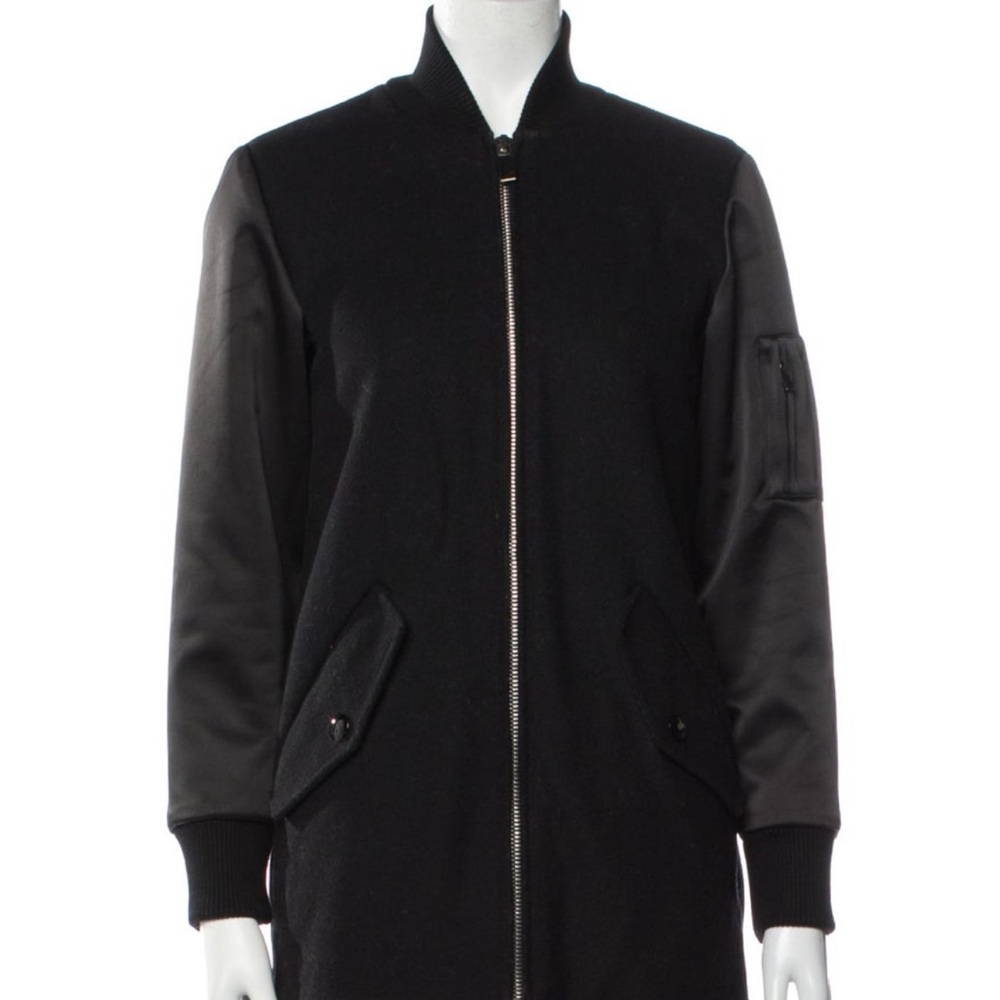 Maje Longline Bomber Jacket Wool Black